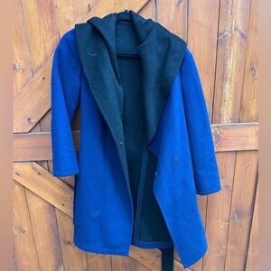 Blue Wool Coat with Back Hood
